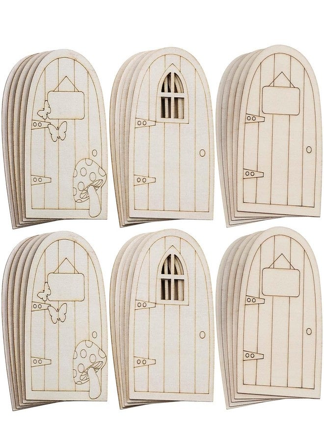 Pmeixcy Unpainted Wooden Fairy Door Elf Door Mini Door Shape Wooden Pieces Fairy Doors for Garden Trees for Home Office Birthday Wedding Party Decoration Antique (30) - Image 1